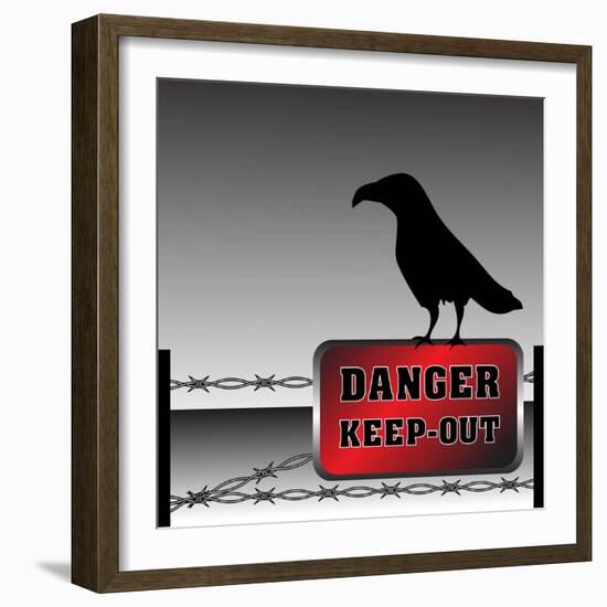 Danger Plate and Crow-oxlock-Framed Art Print