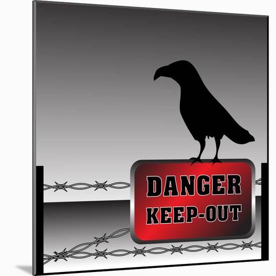 Danger Plate and Crow-oxlock-Mounted Art Print