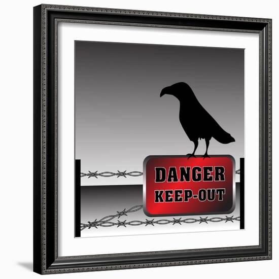 Danger Plate and Crow-oxlock-Framed Art Print