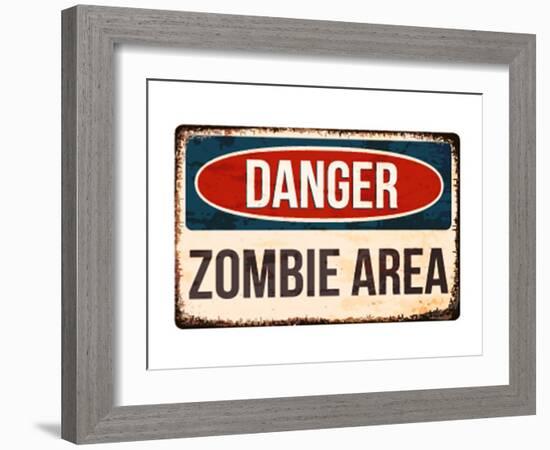 Danger - Zombie Area!-null-Framed Art Print