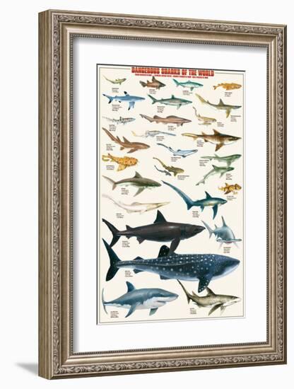 Dangerous Sharks-null-Framed Premium Giclee Print