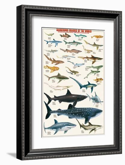 Dangerous Sharks-null-Framed Premium Giclee Print