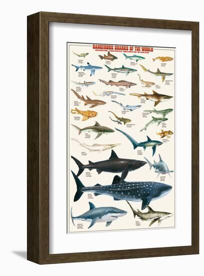 Dangerous Sharks-null-Framed Premium Giclee Print