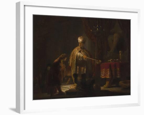 Daniel and Cyrus before the Idol Bel, 1633-Rembrandt van Rijn-Framed Giclee Print