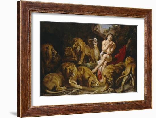 Daniel and the Lions Den, C.1615-Peter Paul Rubens-Framed Giclee Print