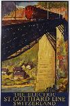 The Electric St. Gotthard Line, Switzerland Poster-Daniel Buzzi-Mounted Giclee Print