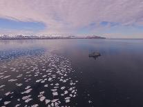 Drone Image of Navy Ship Patrolling near Sea Ice in Greenland-Daniel Carlson-Framed Photographic Print