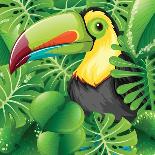 Toucan in the Green Bush Illustration-Daniel Cole-Framed Stretched Canvas
