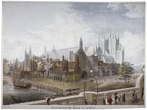 South-East View of St Paul's Cathedral with Figures and Carriages Outside, City of London, 1818-Daniel Havell-Giclee Print