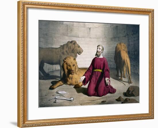 Daniel in Lions' Den from Old Testament, End of 19th Century by Bequet, Delagrave Edition, Paris-null-Framed Giclee Print