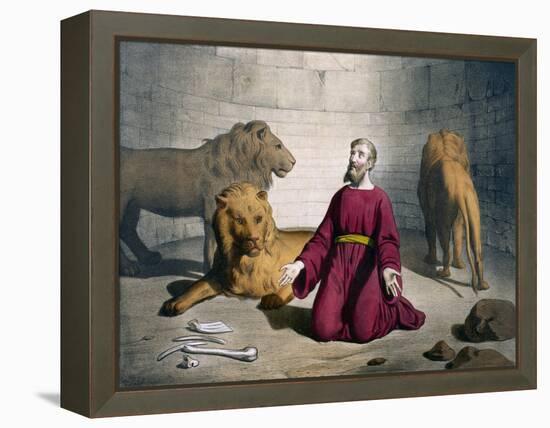 Daniel in Lions' Den from Old Testament, End of 19th Century by Bequet, Delagrave Edition, Paris-null-Framed Premier Image Canvas