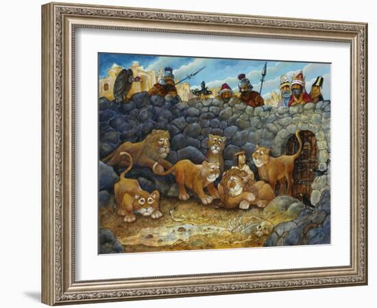 Daniel in Lions Den-Bill Bell-Framed Giclee Print
