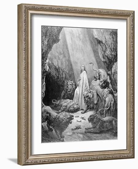 Daniel in the Den of Lions, Engraved by Antoine Alphee Piaud, C.1868-Gustave Doré-Framed Giclee Print