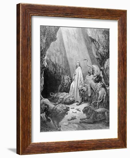 Daniel in the Den of Lions, Engraved by Antoine Alphee Piaud, C.1868-Gustave Doré-Framed Giclee Print