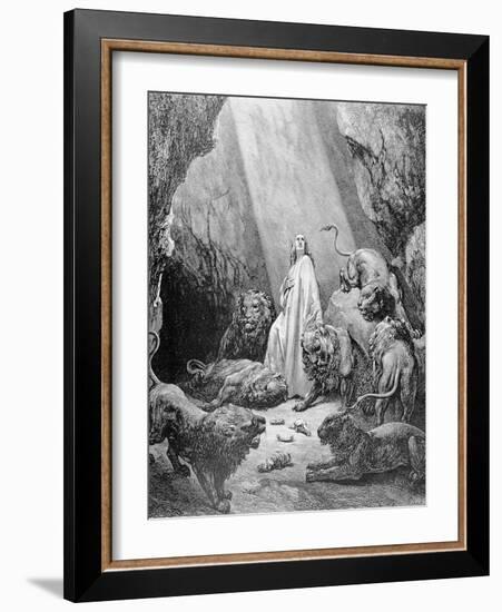 Daniel in the Den of Lions, Engraved by Antoine Alphee Piaud, C.1868-Gustave Doré-Framed Giclee Print