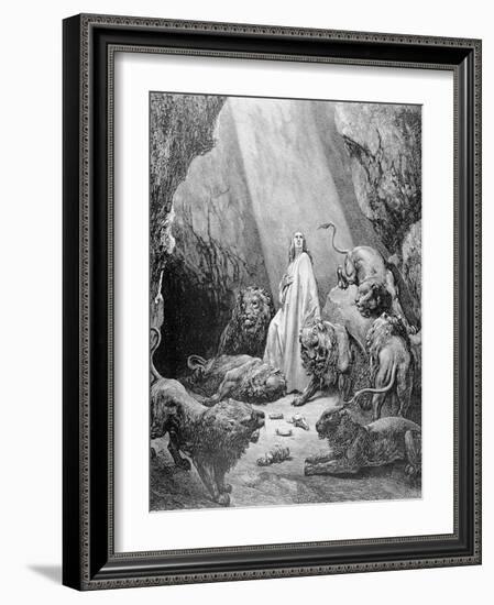 Daniel in the Den of Lions, Engraved by Antoine Alphee Piaud, C.1868-Gustave Doré-Framed Giclee Print