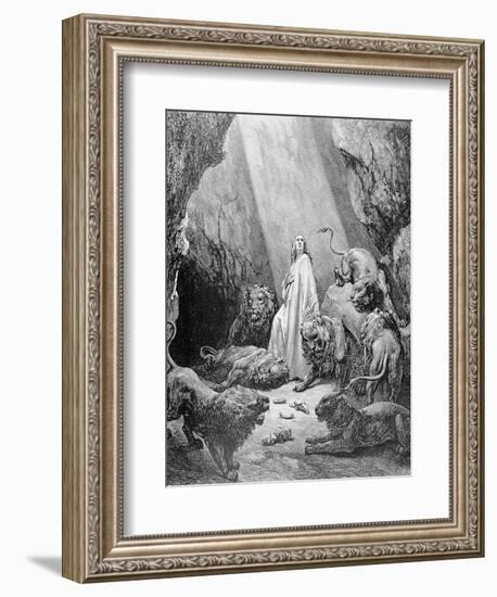 Daniel in the Den of Lions, Engraved by Antoine Alphee Piaud, C.1868-Gustave Doré-Framed Giclee Print