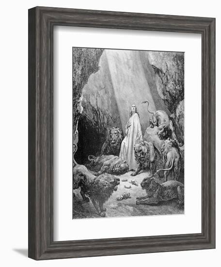 Daniel in the Den of Lions, Engraved by Antoine Alphee Piaud, C.1868-Gustave Doré-Framed Giclee Print