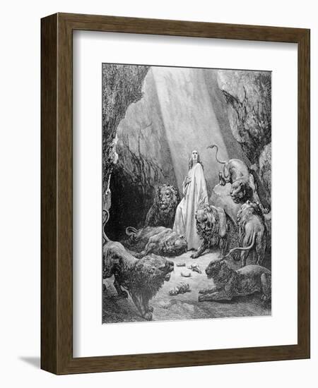 Daniel in the Den of Lions, Engraved by Antoine Alphee Piaud, C.1868-Gustave Doré-Framed Giclee Print