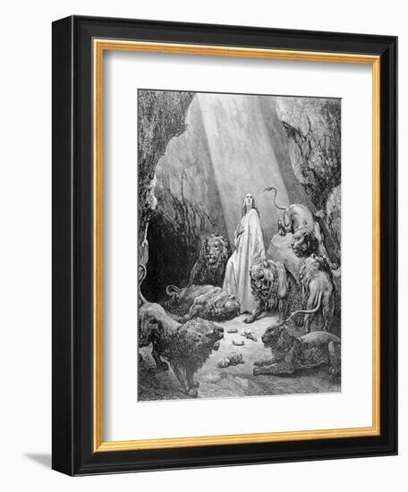 Daniel in the Den of Lions, Engraved by Antoine Alphee Piaud, C.1868-Gustave Doré-Framed Giclee Print