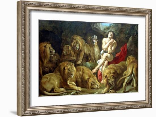 Daniel in the Lion's Den, C1615-Peter Paul Rubens-Framed Giclee Print