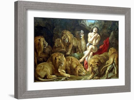 Daniel in the Lion's Den, C1615-Peter Paul Rubens-Framed Giclee Print