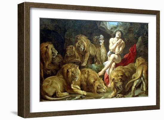 Daniel in the Lion's Den, C1615-Peter Paul Rubens-Framed Giclee Print