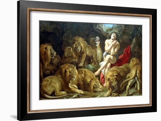 Daniel in the Lion's Den, C1615-Peter Paul Rubens-Framed Giclee Print