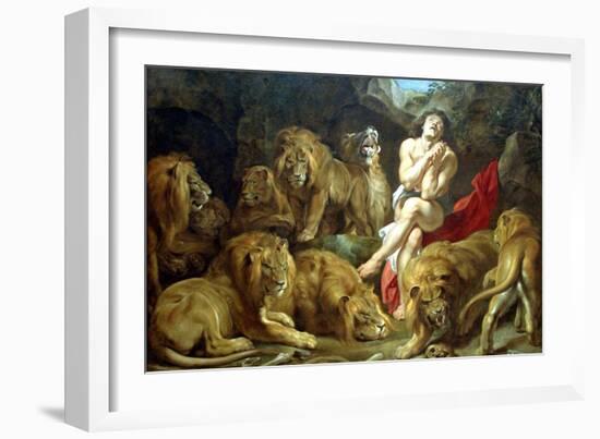 Daniel in the Lion's Den, C1615-Peter Paul Rubens-Framed Giclee Print
