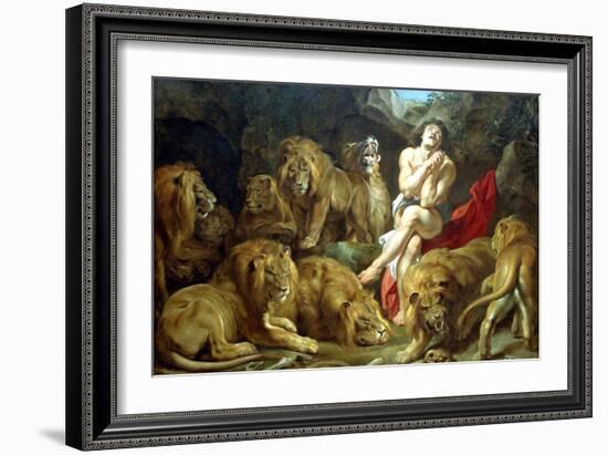 Daniel in the Lion's Den, C1615-Peter Paul Rubens-Framed Giclee Print