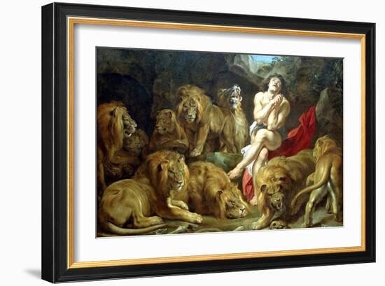 Daniel in the Lion's Den, C1615-Peter Paul Rubens-Framed Giclee Print