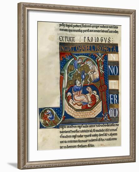 Daniel in the Lion's Den, Miniature from the Bible of Souvigny-null-Framed Giclee Print