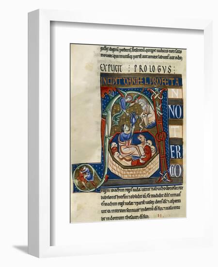 Daniel in the Lion's Den, Miniature from the Bible of Souvigny-null-Framed Giclee Print