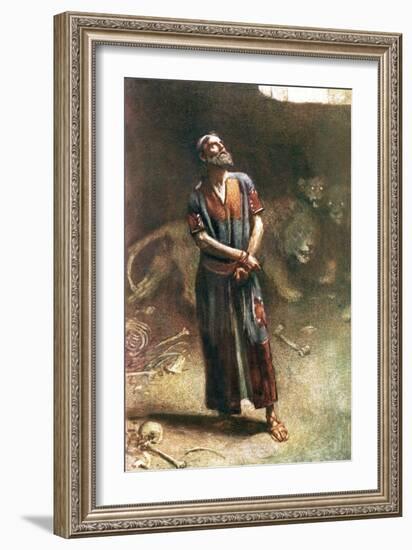 Daniel in the Lion's Den-Harold Copping-Framed Giclee Print