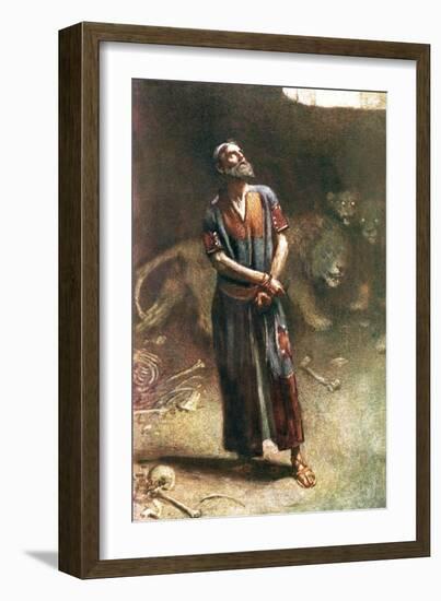 Daniel in the Lion's Den-Harold Copping-Framed Giclee Print