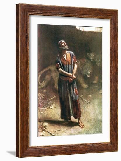 Daniel in the Lion's Den-Harold Copping-Framed Giclee Print