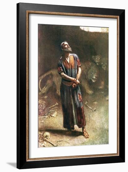 Daniel in the Lion's Den-Harold Copping-Framed Giclee Print