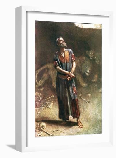 Daniel in the Lion's Den-Harold Copping-Framed Giclee Print