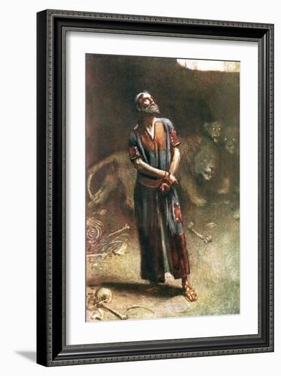 Daniel in the Lion's Den-Harold Copping-Framed Giclee Print