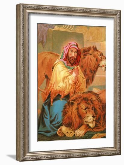 Daniel in the Lion's Den-English School-Framed Giclee Print
