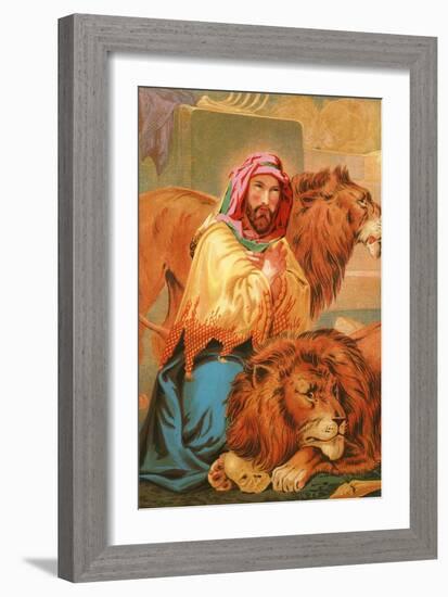 Daniel in the Lion's Den-English School-Framed Giclee Print