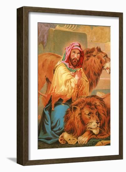 Daniel in the Lion's Den-English School-Framed Giclee Print