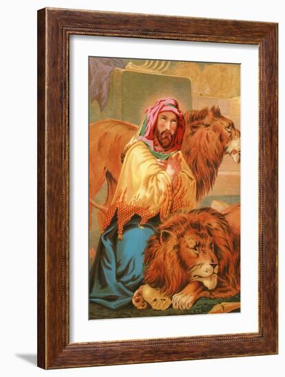 Daniel in the Lion's Den-English School-Framed Giclee Print