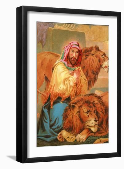 Daniel in the Lion's Den-English School-Framed Giclee Print