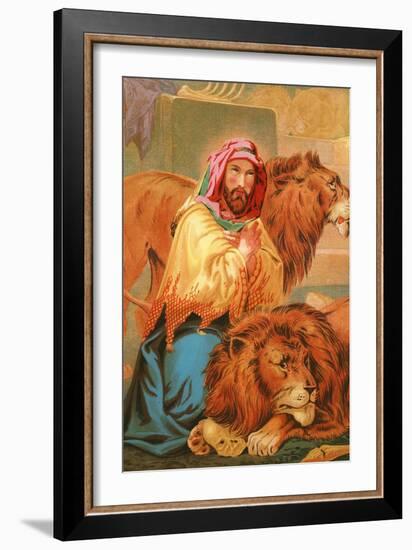 Daniel in the Lion's Den-English School-Framed Giclee Print