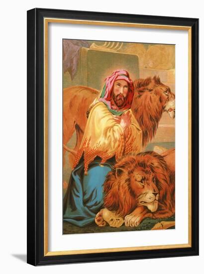 Daniel in the Lion's Den-English School-Framed Giclee Print