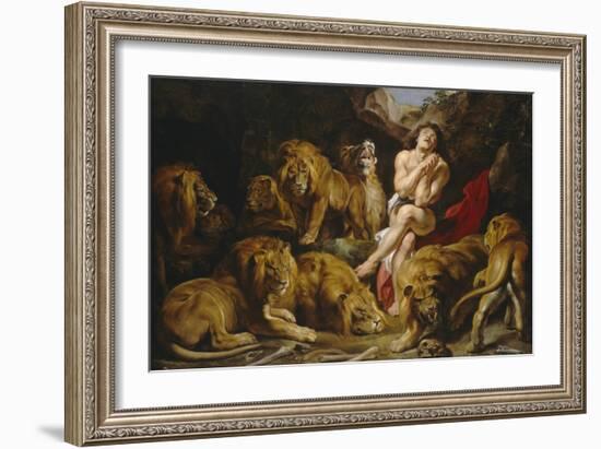 Daniel in the Lions' Den, 1614-1616-Peter Paul Rubens-Framed Art Print