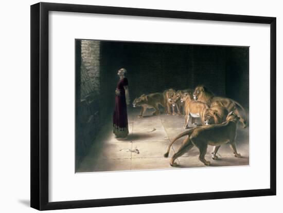 Daniel in the Lions Den, Mezzotint by J. B. Pratt, with Hand Colouring-Briton Rivi?re-Framed Giclee Print