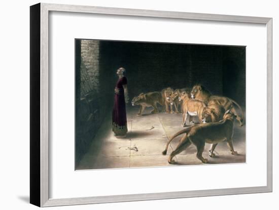 Daniel in the Lions Den, Mezzotint by J. B. Pratt, with Hand Colouring-Briton Rivi?re-Framed Giclee Print