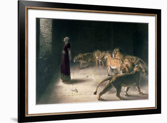 Daniel in the Lions Den, Mezzotint by J. B. Pratt, with Hand Colouring-Briton Rivi?re-Framed Premium Giclee Print